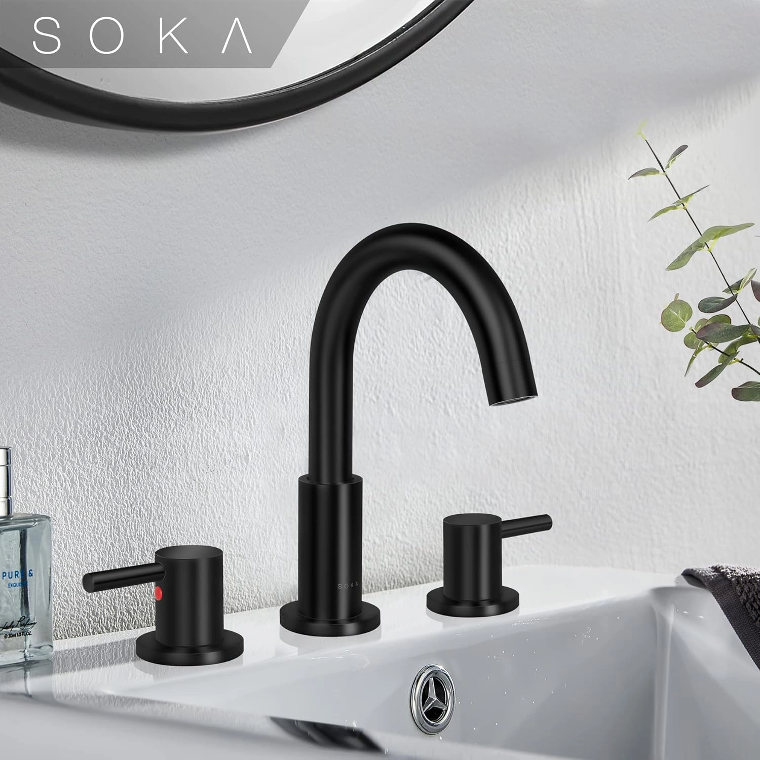 8-16" Widespread Bathroom Faucet Matte Black Bathroom Sink Faucet 2 Handle Morden Bathroom Faucet for Sink 3 Hole Industrial Commercial Vanity Faucet with Pop Up Drain,Matte Black   G