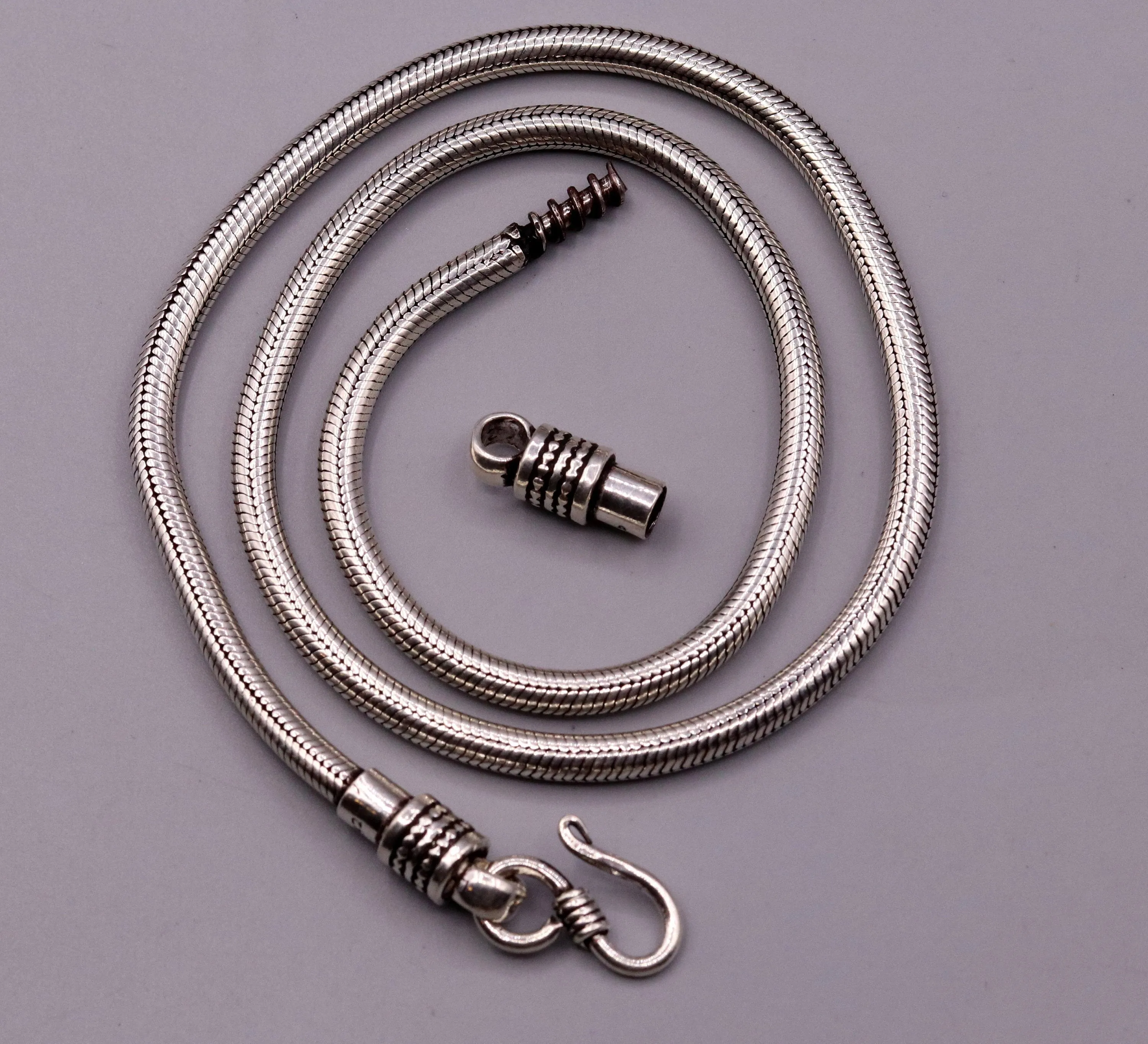 925 sterling silver 20 inch handmade flexible snake chain , screw chain amazing antique chain necklace jewelry unisex gifting jewelry ch35