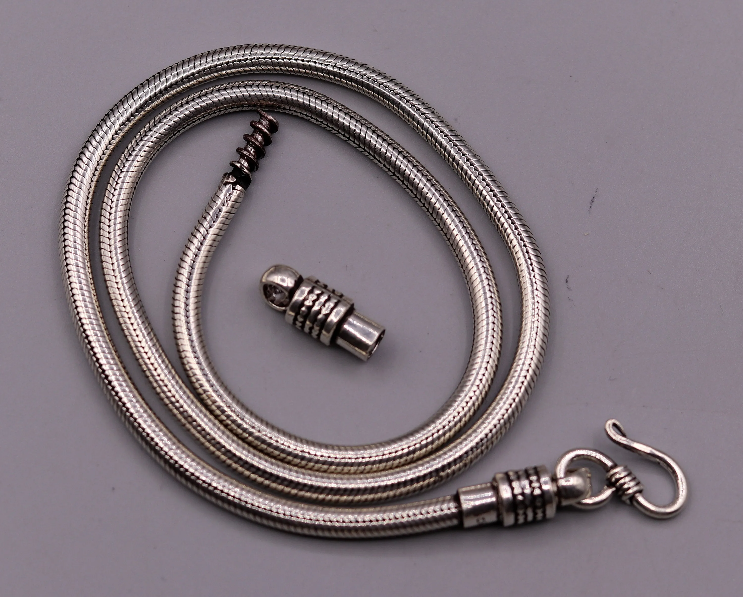 925 sterling silver 20 inch handmade flexible snake chain , screw chain amazing antique chain necklace jewelry unisex gifting jewelry ch35