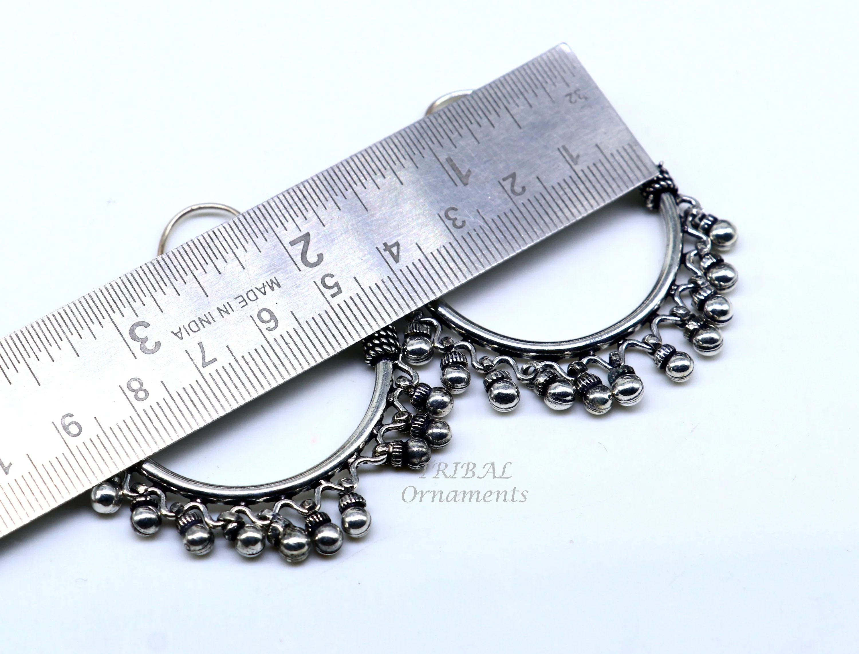 925 sterling silver handmade hoop earring, fabulous Bali, hanging bells, hook, hoop gifting gorgeous tribal customized jewelry s1037