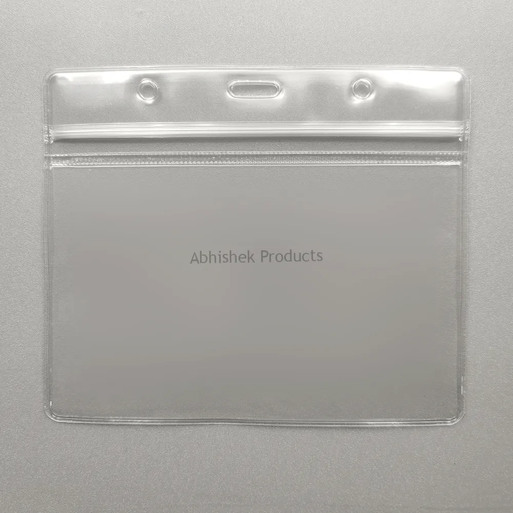 A003 12x8 cm – Clear Waterproof Zip Lock ID Card Holders/Badge for School, Office - Horizontal