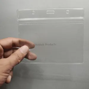 A003 12x8 cm – Clear Waterproof Zip Lock ID Card Holders/Badge for School, Office - Horizontal