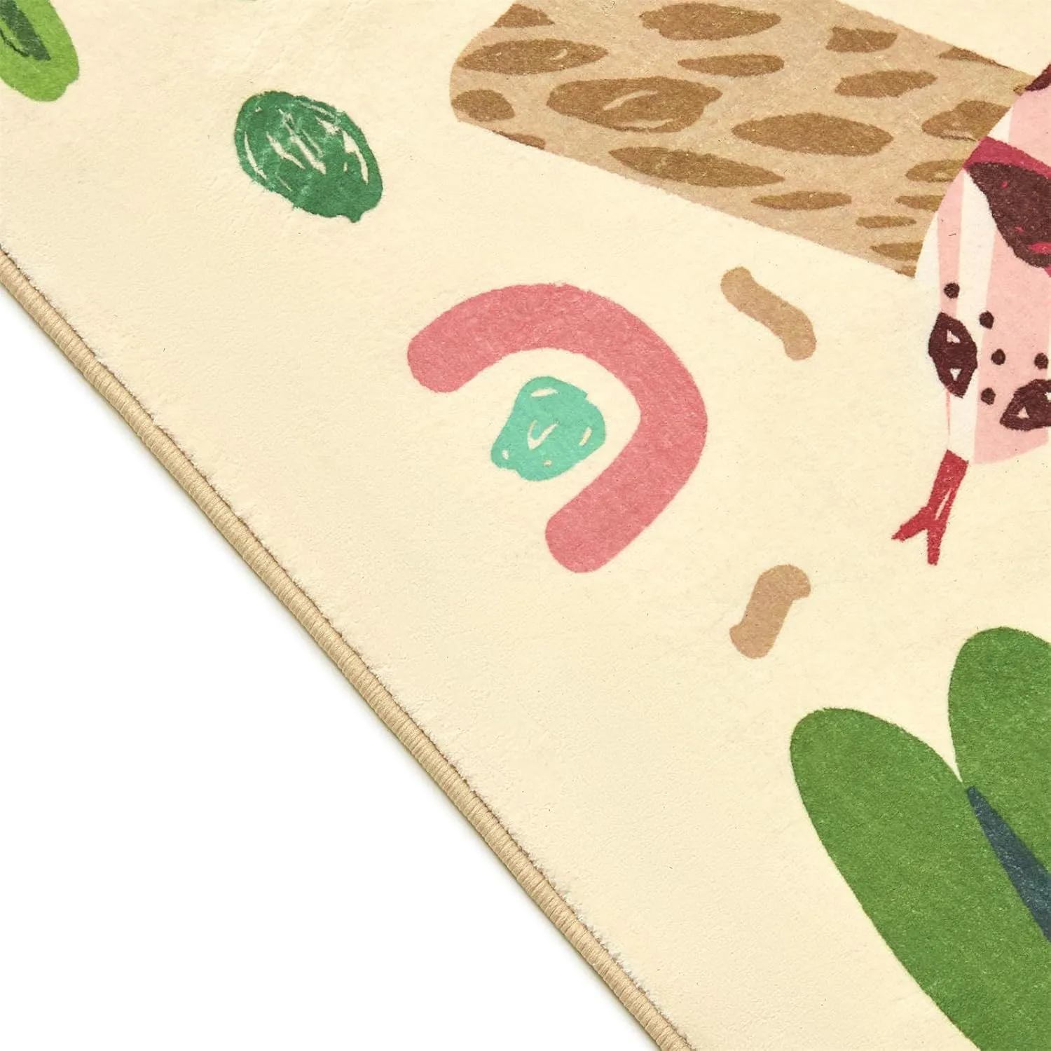 Abstract Jungle Rug, Cute Fun Nursery Rugs for Girls Boys Neutral, Cartoon Doodle Wild Animals Tropical Leaves Kids Playroom Rug, Colorful Aesthetic 4x6 Area Rug Accent Carpet for Bedroom Living Room
