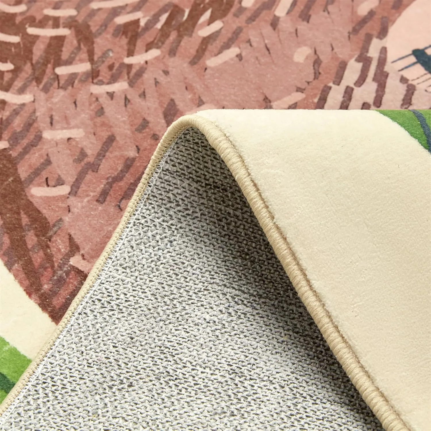 Abstract Jungle Rug, Cute Fun Nursery Rugs for Girls Boys Neutral, Cartoon Doodle Wild Animals Tropical Leaves Kids Playroom Rug, Colorful Aesthetic 4x6 Area Rug Accent Carpet for Bedroom Living Room