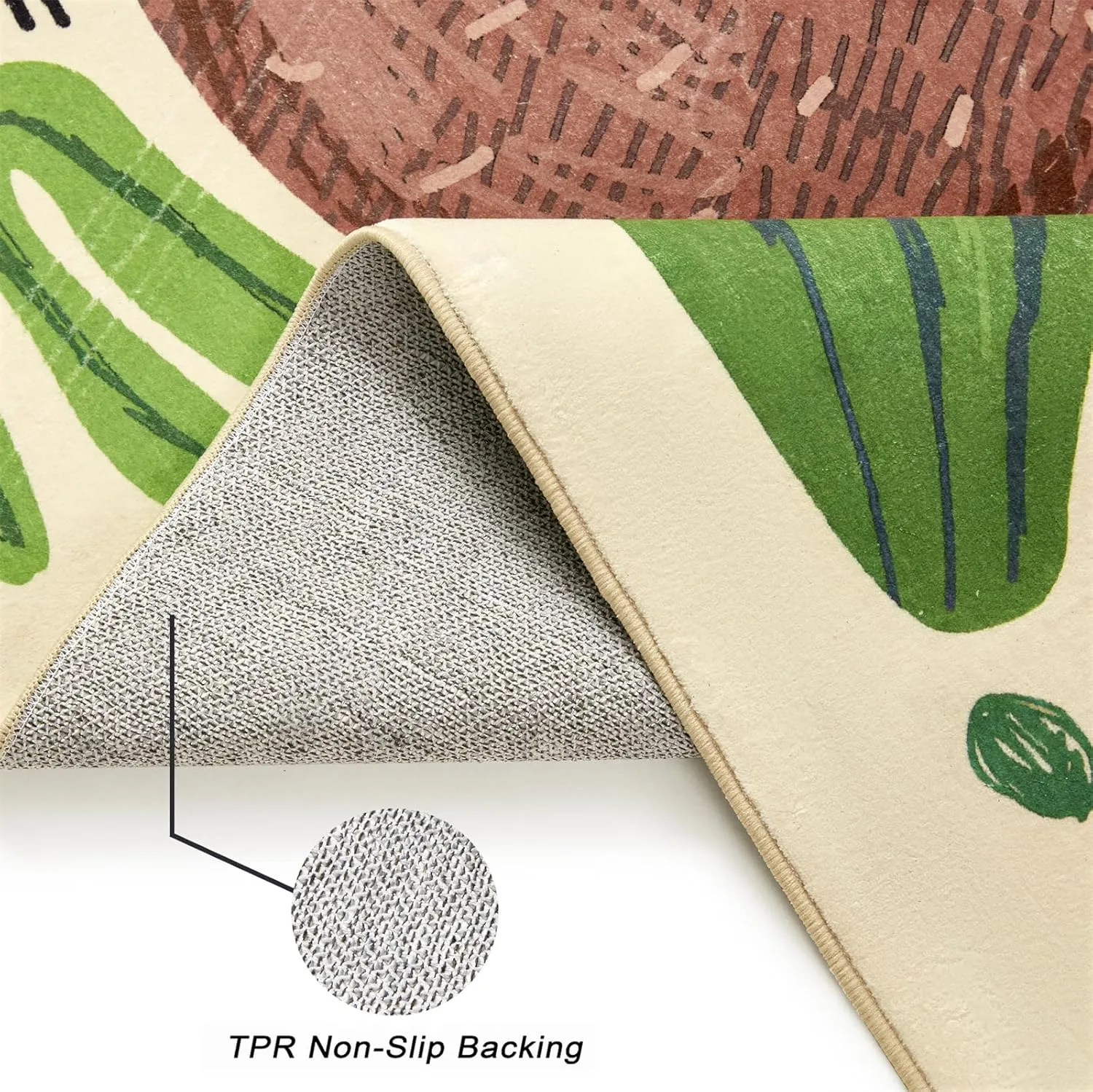 Abstract Jungle Rug, Cute Fun Nursery Rugs for Girls Boys Neutral, Cartoon Doodle Wild Animals Tropical Leaves Kids Playroom Rug, Colorful Aesthetic 4x6 Area Rug Accent Carpet for Bedroom Living Room