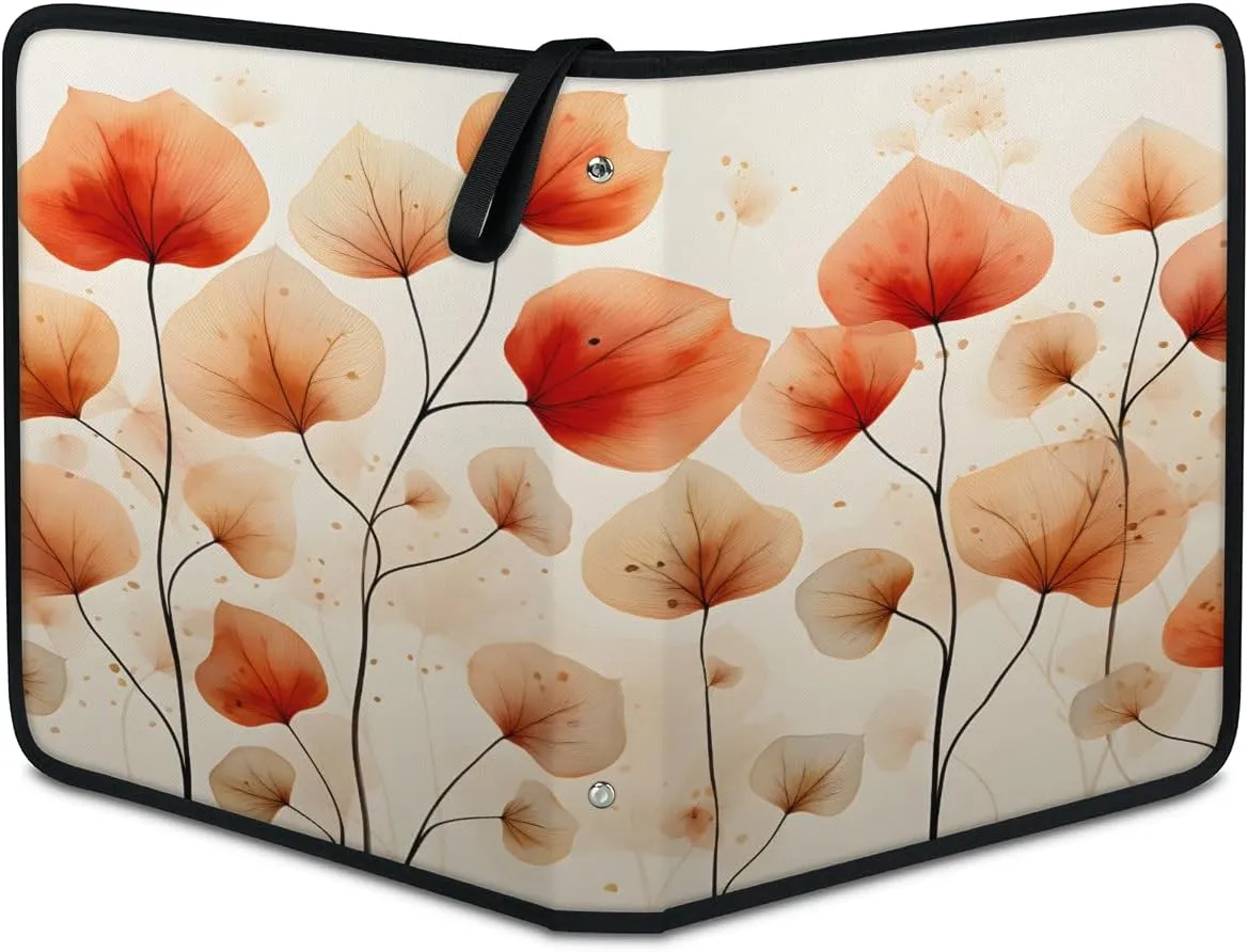 Abstract Plant 3 Ring Trading Zipper Binder Strap, Trading Card Binder 9 Pocket, 900 Pockets Card Holder with 50 Removable Sleeves for Game Cards
