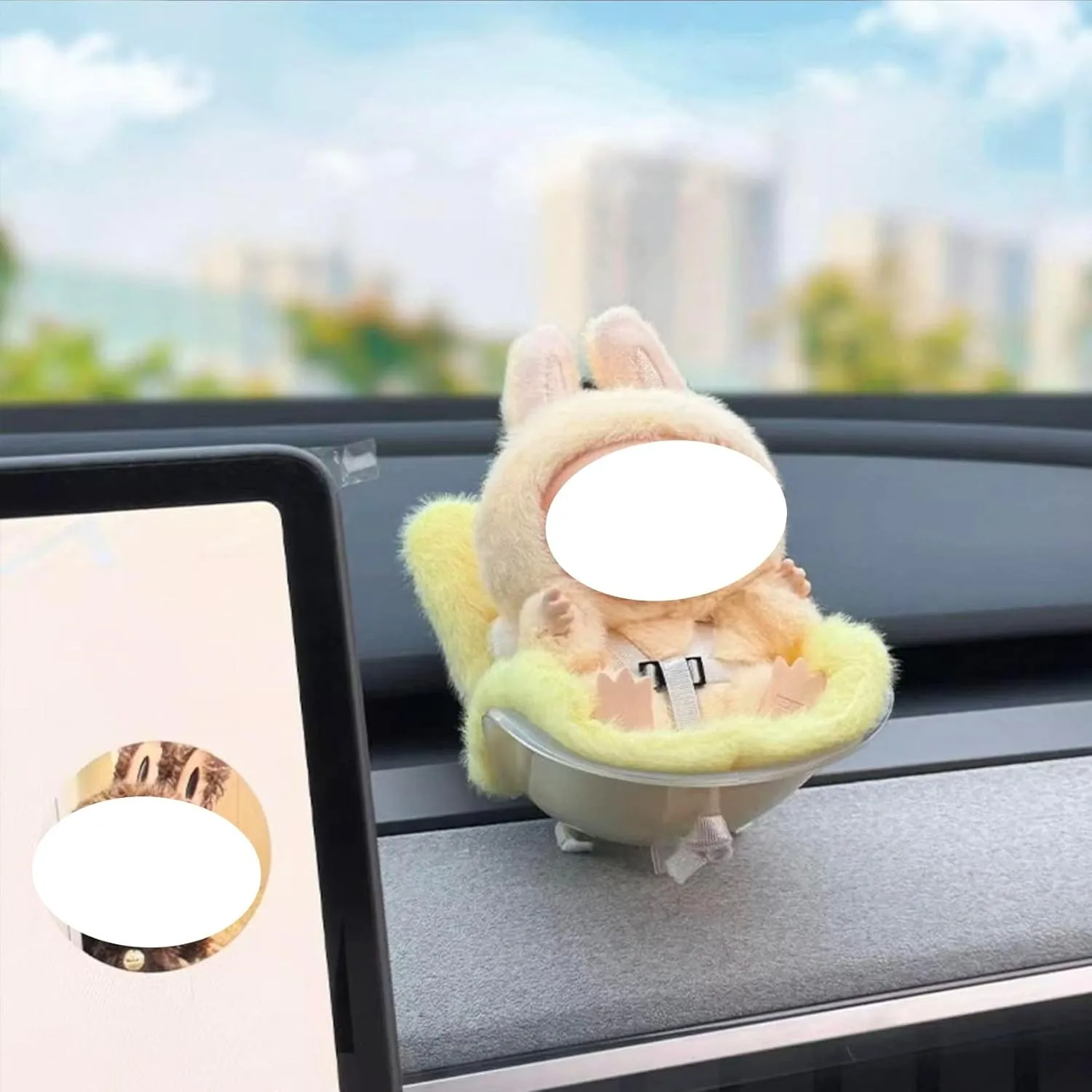 Accessories for Dolls，Safety seat，Car Plush Doll Sofa, Car Decoration Sofa, Display Dolls，Protect Dolls，Suitable for 17-cm Plush Dolls（no Dolls） (Yellow)