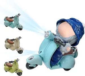 Accessories for Labuu - Scooter Toy with LED Lights & Music for Doll, Cute Motorcycle Toy, Decor Desktop Ornaments for La-Buu Collectors (Blue)
