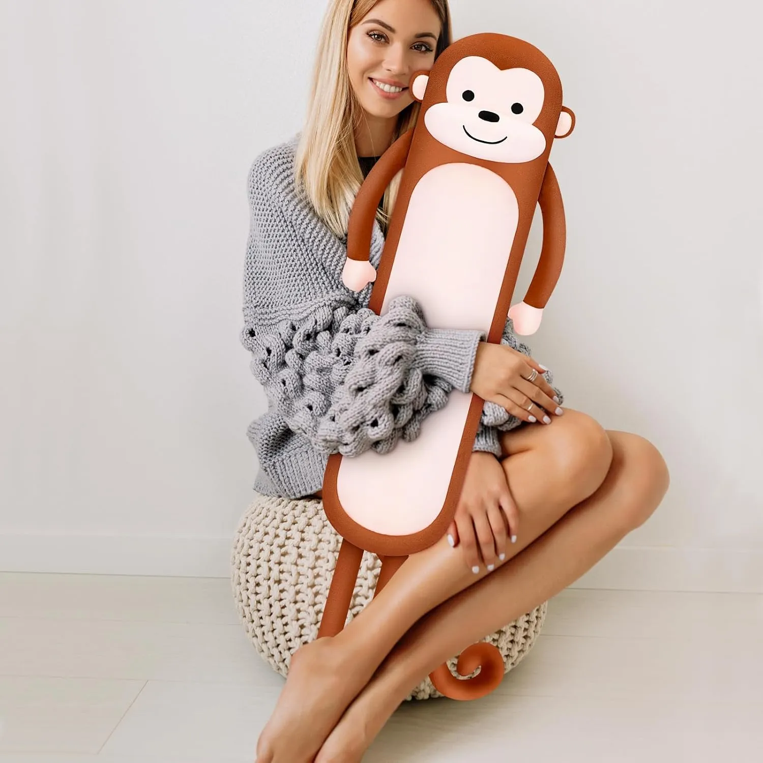 Achwishap Long Monkey Stuffed Animal Plush Toy, 40' Kawaii Large Huggable Sleeping Plush Pillow, Soft Monkey Throw Body Pillow, Cute Plushies Cushion Doll Gifts for Kids Adults