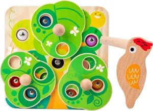 Adena Montessori Wooden Woodpecker Catching Worm Toy,Montessori Toddler Fine Motor Skills Toys,Catch Insects Game Toy,Preschool Learning Shape Sorting & Matching Puzzle Gift for Babies Boys Girls