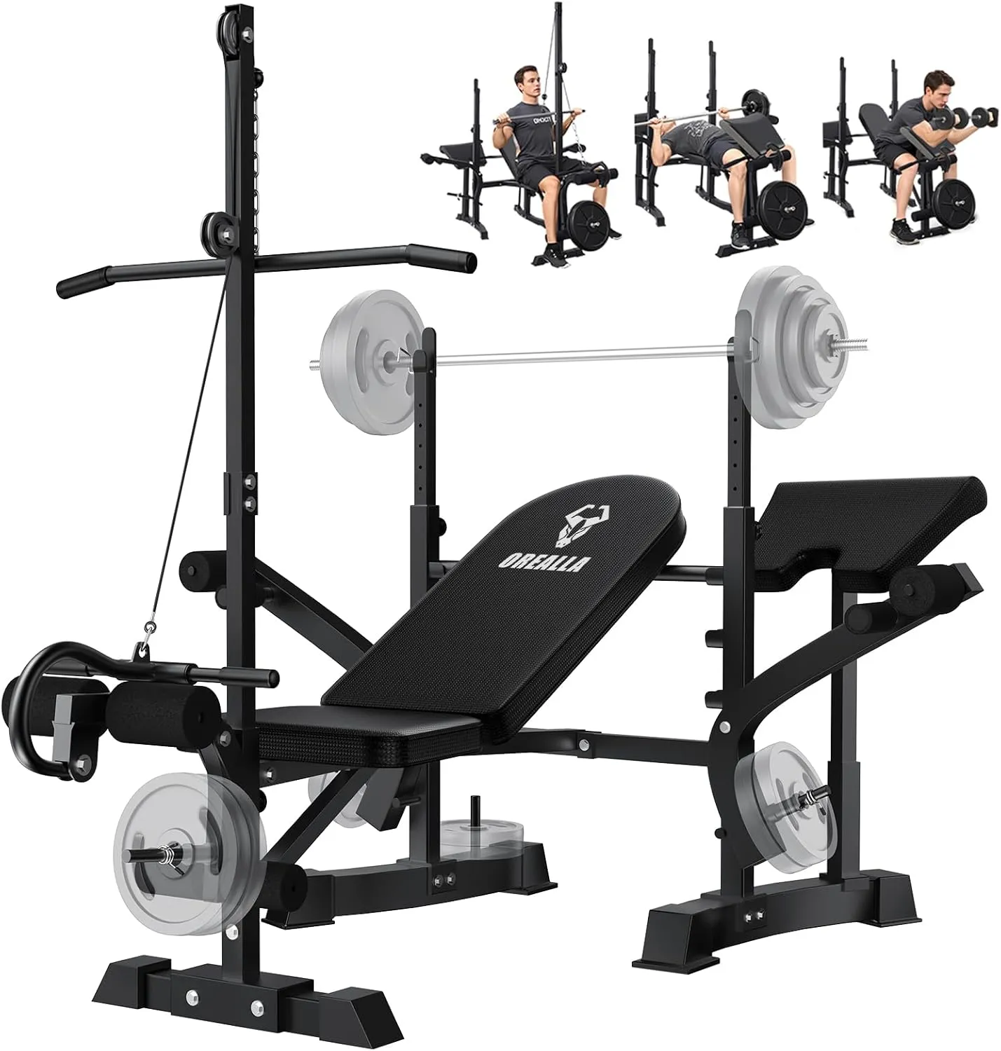 Adjustable Weight Bench - 8 in 1 Multi-Function Bench Press Set Full Body Strength Training Workout Equipment with Leg Developer, Chest Fly, Preacher Curl Pad for Home Gym