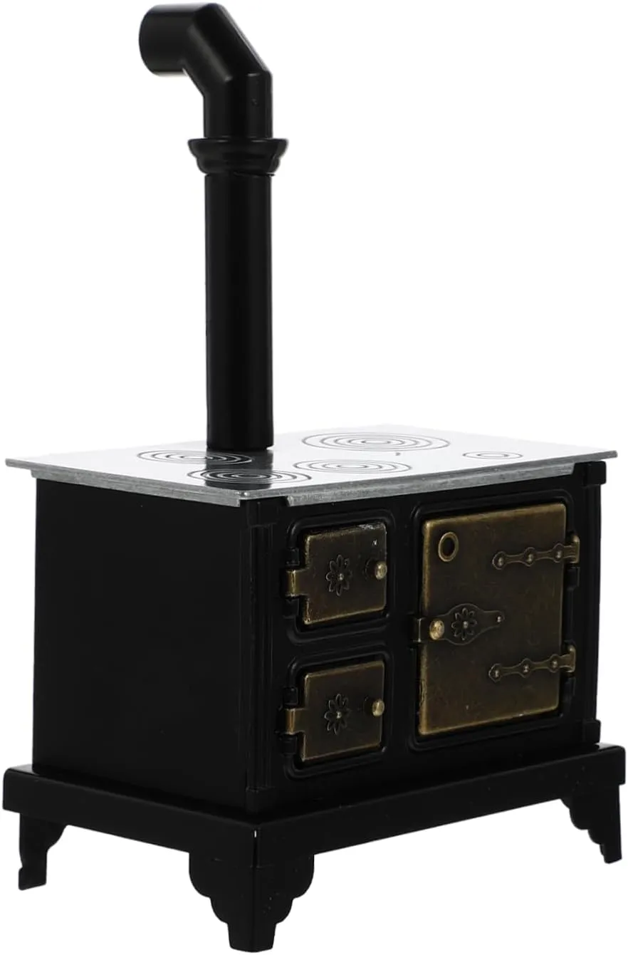 Adorable Miniature Iron Stove Model for Dollhouse Scale Cooking Bench Accessory Smooth Simple Design for Mini House Decoration and Scene Layout