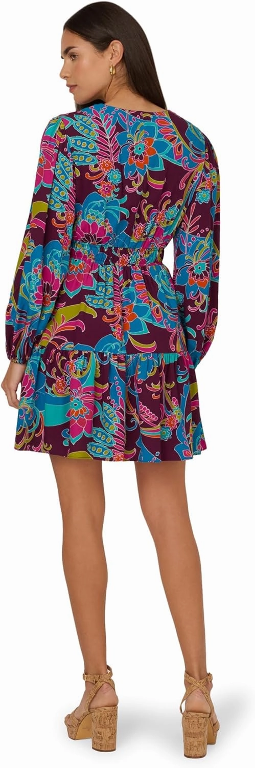 Adrianna Papell Women's Printed Flounce Short Dress