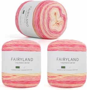 Aeelike Cake Yarn for Crocheting, 3 Skeins Gradient Cake Yarn 100g (3.52 oz) 245m (267 Yards), Super Soft Ombré Yarns Cake Rainbow Cotton Yarn for Making Colorful Crafts, Red Yellow Gradient