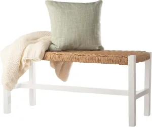 Alaterre Furniture Newport Bench with Handcrafted Woven Rope Seat - 40-Inch Wood Bench for Entryway, Bedroom, or Dining Room - Indoor Entryway Bench (White)