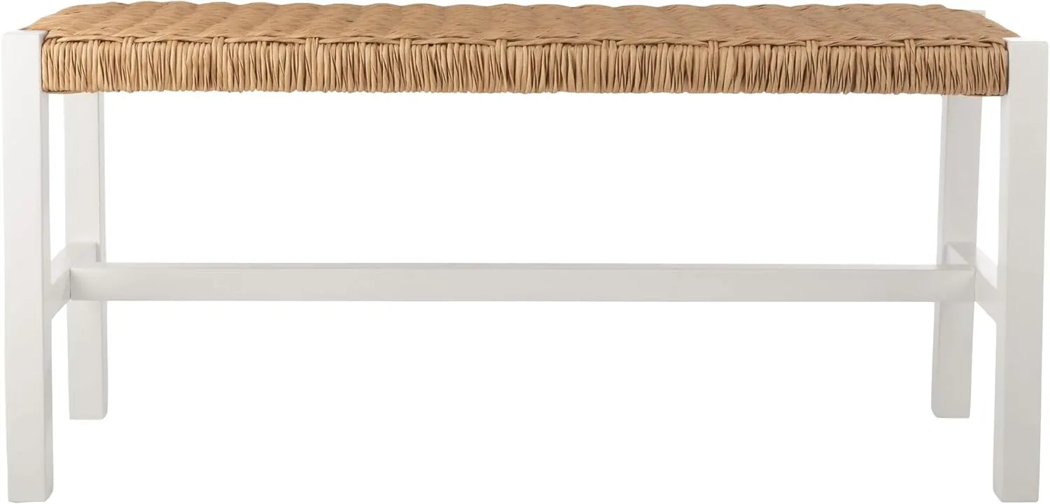 Alaterre Furniture Newport Bench with Handcrafted Woven Rope Seat - 40-Inch Wood Bench for Entryway, Bedroom, or Dining Room - Indoor Entryway Bench (White)