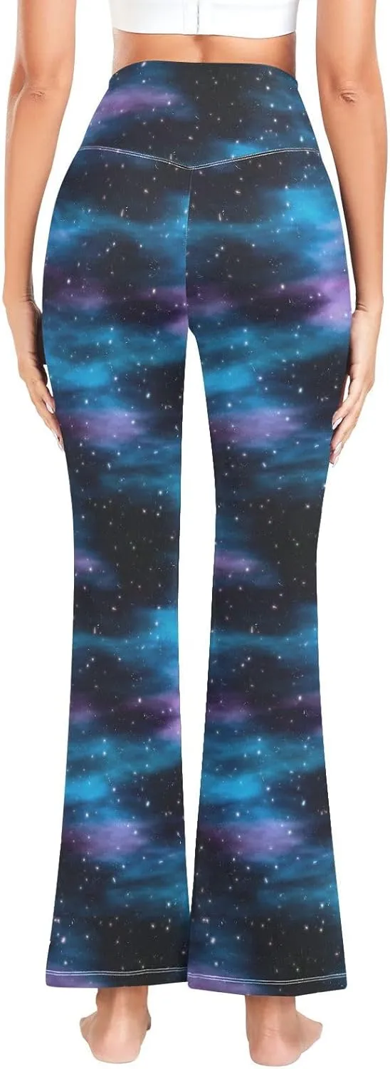 ALAZA Women's Colorful Orange Bule Green Star Flare Yoga Pants