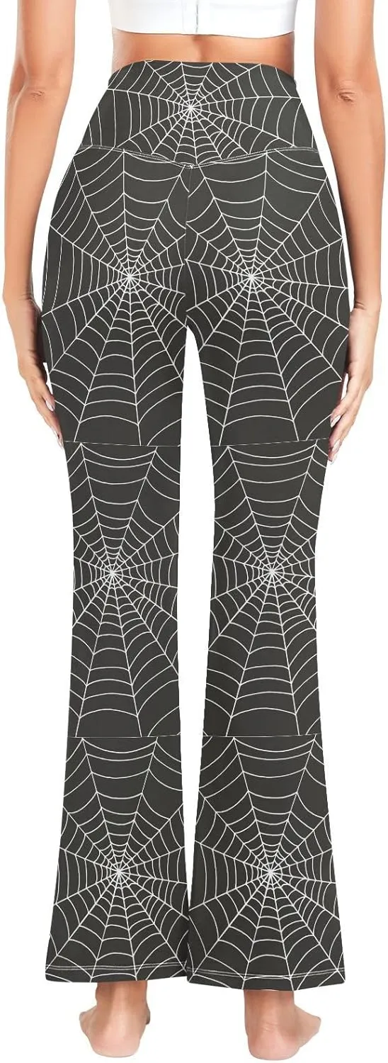 ALAZA Women's Penguins in Colorful Hats and Scarfs Funny Penguin Flare Yoga Pants