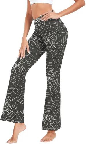 ALAZA Women's Penguins in Colorful Hats and Scarfs Funny Penguin Flare Yoga Pants
