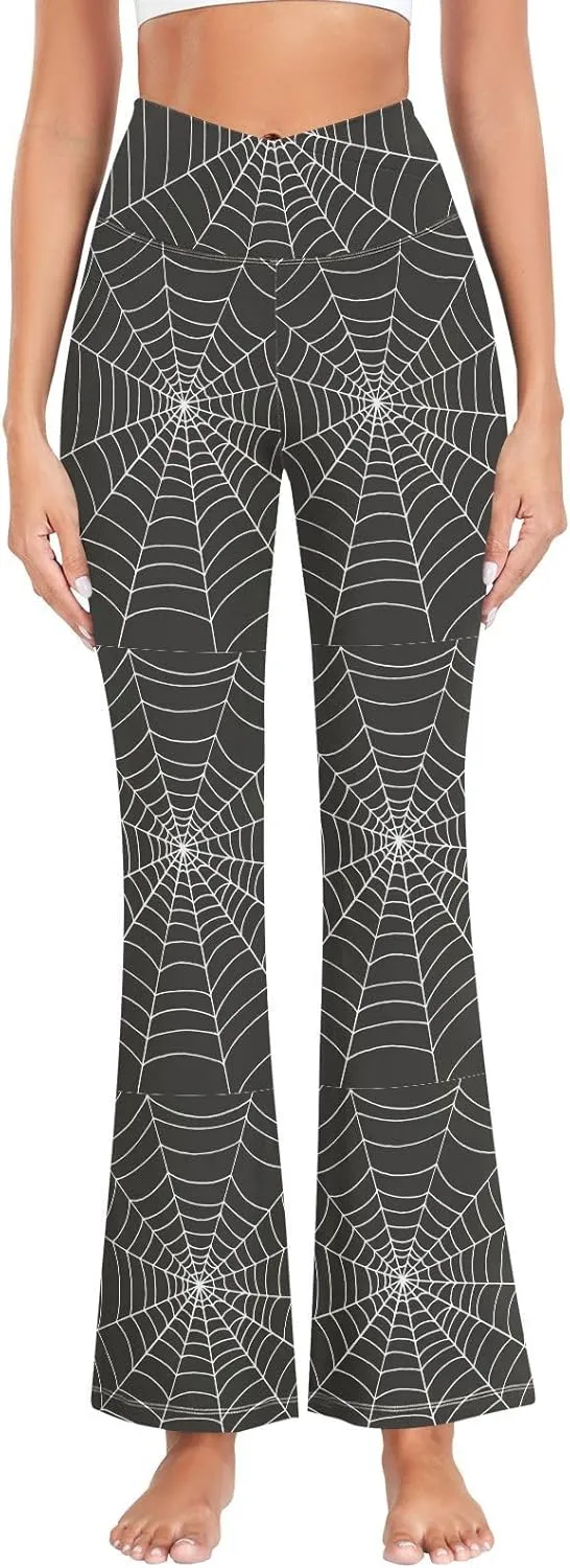 ALAZA Women's Penguins in Colorful Hats and Scarfs Funny Penguin Flare Yoga Pants