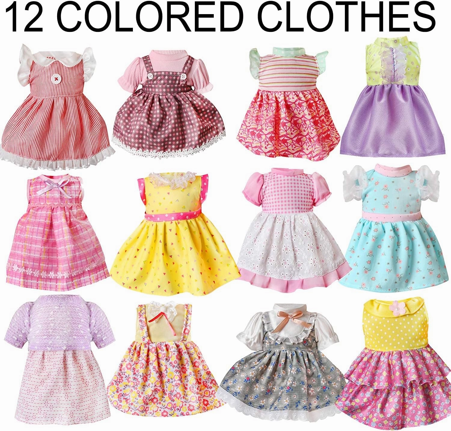 Alive-Baby-Doll-Clothes-and-Accessories - 12 Sets Girl Doll Clothes Dress Fit 12 13 14 15 Inch Doll,Baby Doll Clothes - Doll Outfits Accessories w/2 Underpants for Little Girls Christmas-Birthday Gift