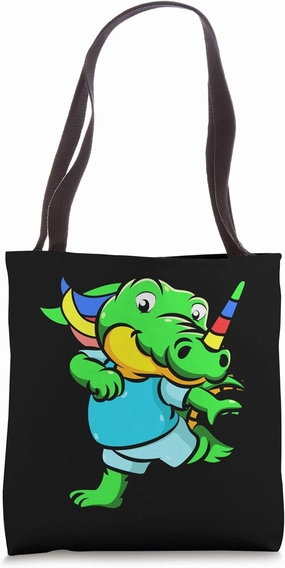 Alligator Zoo Animal Colorful Rainbow Myth Fairytale Unicorn Tote Bag