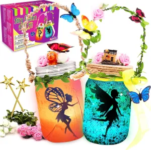 Alritz Fairy Lantern Craft Kit, Christmas Gifts for Kids Girls, Remote Control Mason Jar Night Light, DIY Garden Decorations Art Project Ornaments, Creative Activities Birthday Ages 4 5 6 7 8 9 10 11 