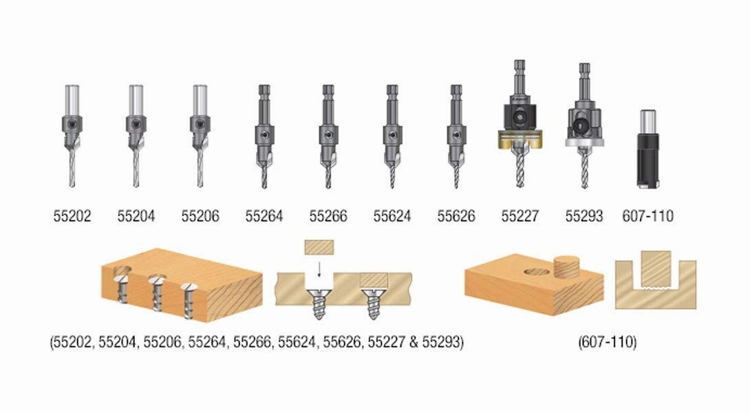 Amana Tool AMS-623 3-Pc Carbide Tipped Countersink Set Round Shank
