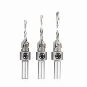 Amana Tool AMS-623 3-Pc Carbide Tipped Countersink Set Round Shank