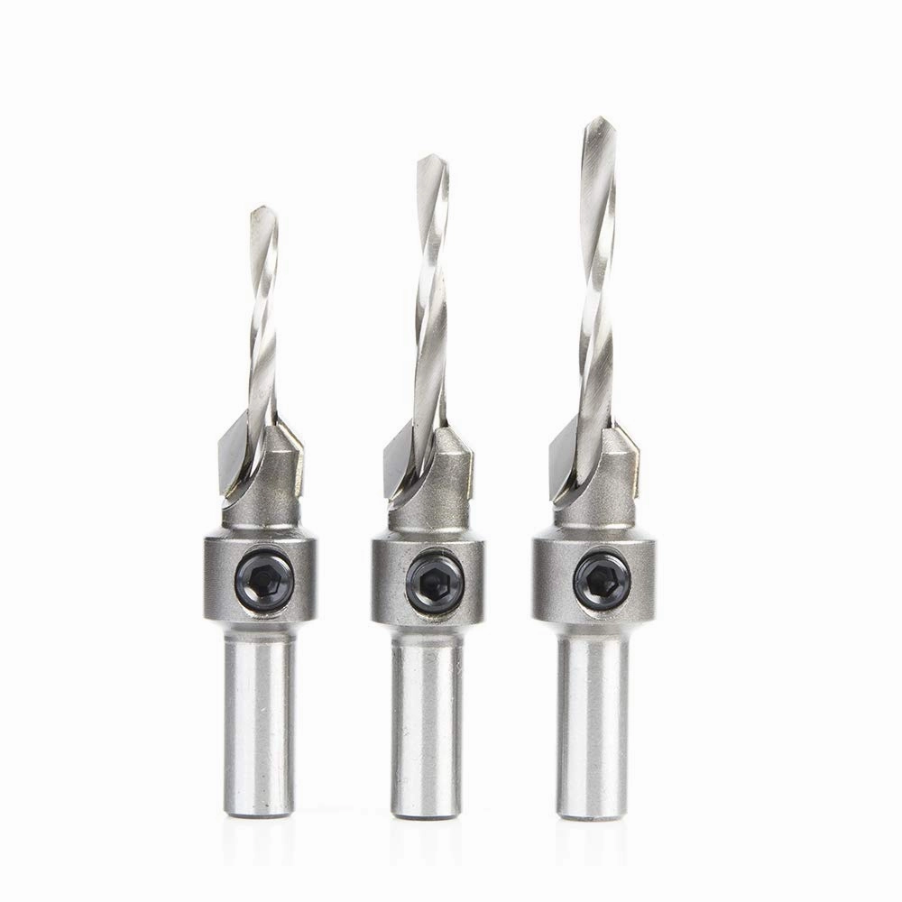 Amana Tool AMS-623 3-Pc Carbide Tipped Countersink Set Round Shank