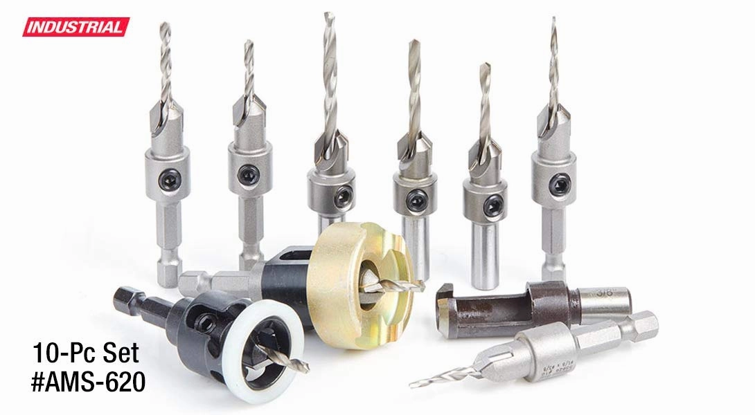 Amana Tool AMS-623 3-Pc Carbide Tipped Countersink Set Round Shank