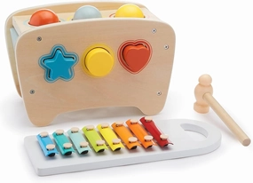Amazon Basics Musical Pounding Bench With Xylophone and Shape Sorter Toy-Kids Gift for Toddlers, Age 18M , Boy Girl Baby, 11.6 x 5.2 x 6.3 inches, Multicolor