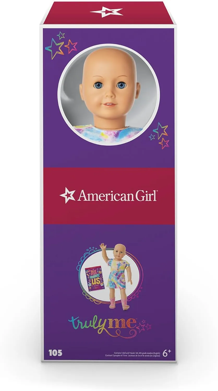 American Girl Truly Me 18-inch Doll #105 with Blue Eyes, Without Hair, Light-to-Medium Skin, T-shirt Dress, For Ages 6 