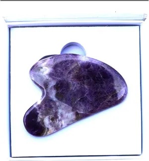 Amethyst Rough Stone Face Care Massage Tool Amethyst Roller Gua Sha Massage Set Natural Crystal Jade Massager Facial Body Neck Skin Beauty Detox (Color : 1 Pcs Box)