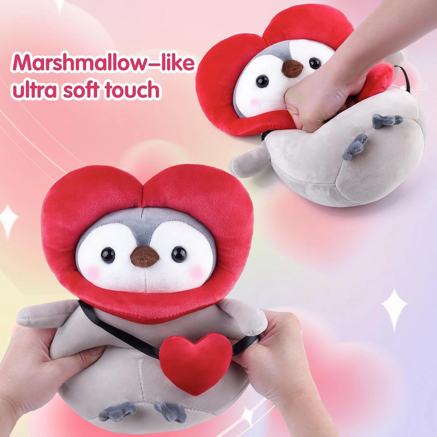 Anboor 9.8" Love Penguin Stuffed Animal, Cute Penguin Soft Plush Toy with Love Outfit, Stuffed Penguin Plushies Animals Toys for Boys Girls Birthday Valentine's Day Party Favors