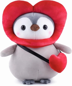Anboor 9.8" Love Penguin Stuffed Animal, Cute Penguin Soft Plush Toy with Love Outfit, Stuffed Penguin Plushies Animals Toys for Boys Girls Birthday Valentine's Day Party Favors