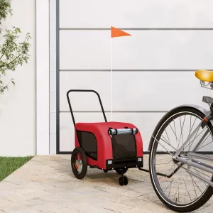 and Durable Pet Bike Trailer for Outdoor Adventures, Iron Frame, Comfortable Fabric Construction, Red and Black