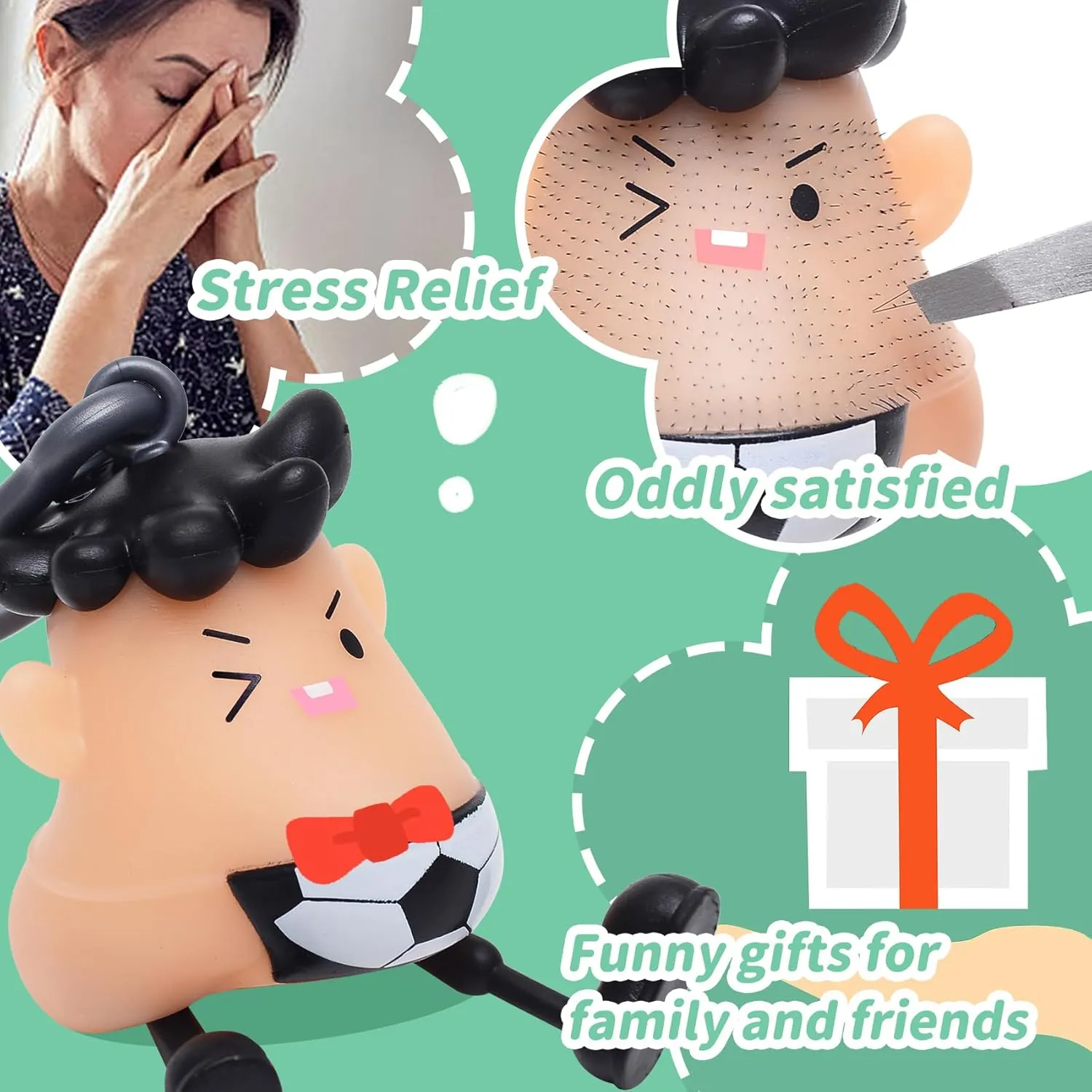 Angel's Wonderland Soccer Pulling Hair Toy Valentines Day Gifts for Him, Skin Picking Fidget Toys Fun for A Pimple Popper Fiend,Helps with Anxiety Stupid But Great Gift
