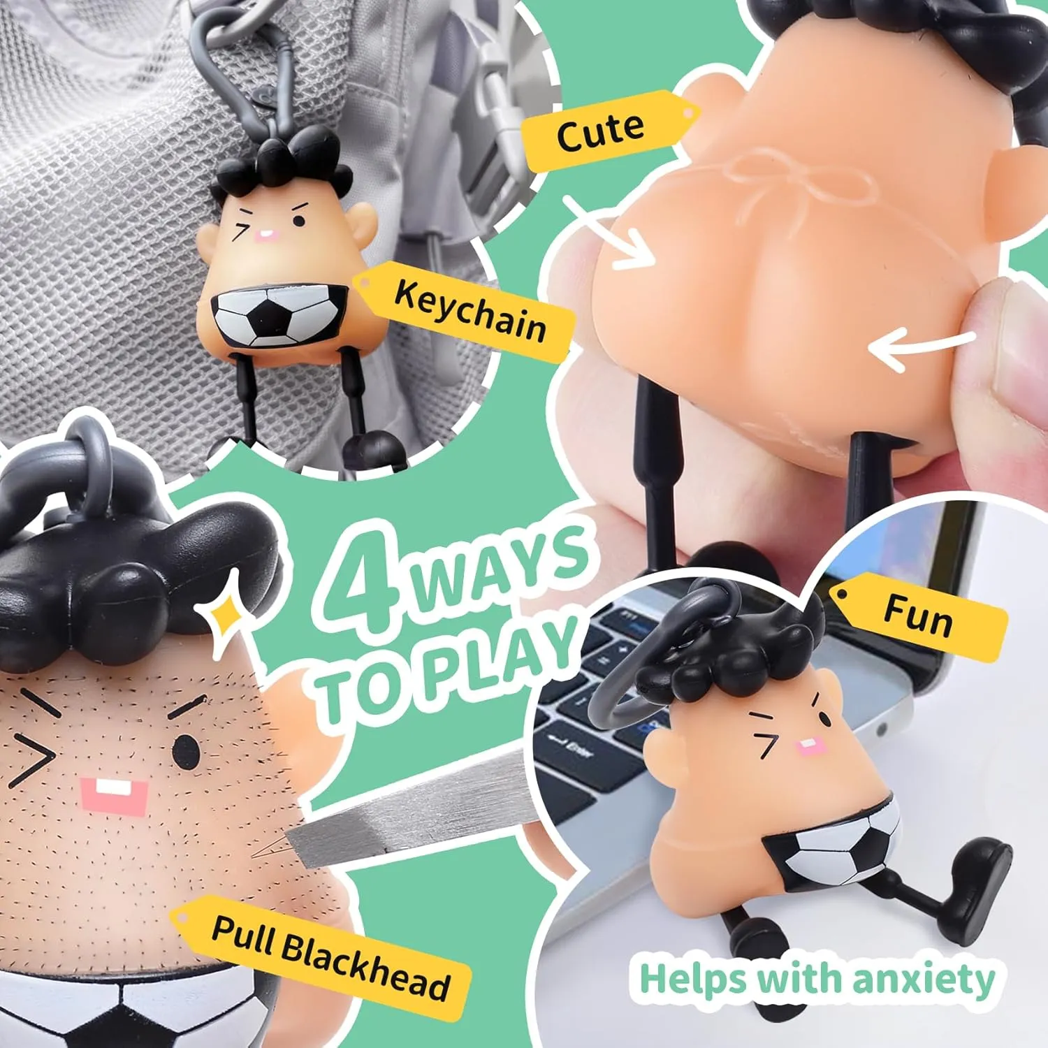 Angel's Wonderland Soccer Pulling Hair Toy Valentines Day Gifts for Him, Skin Picking Fidget Toys Fun for A Pimple Popper Fiend,Helps with Anxiety Stupid But Great Gift