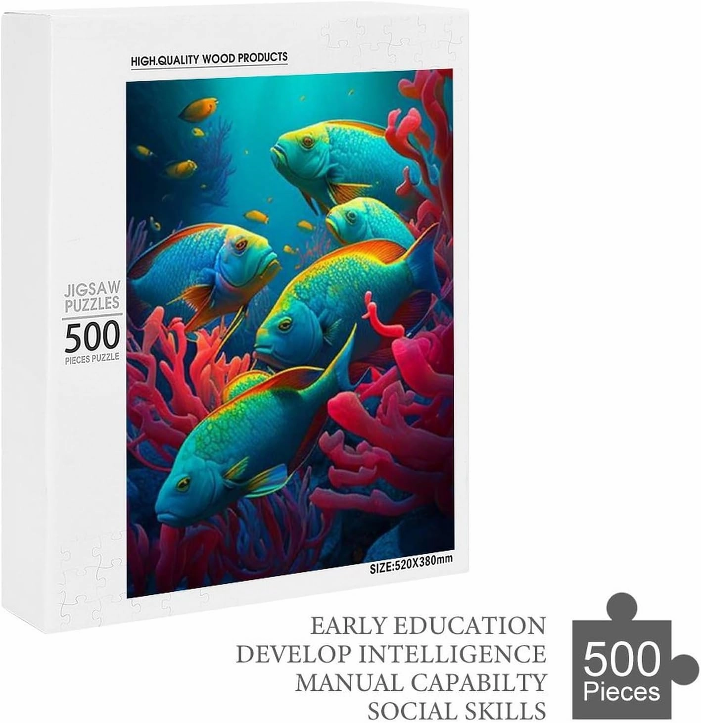 Animal Jigsaw Puzzles, Colorful Fish Themed Puzzles for Adults - 500 Pieces Jigsaw Puzzles, Educational Games Gift for Elders Family and Friends