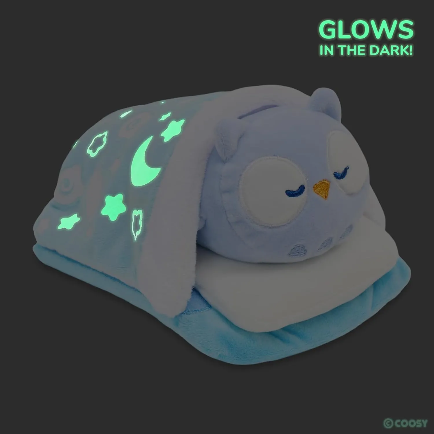 Anirollz Stuffed Animal Plush Toy – 6" Small Glow in The Dark Good Night Outfitz Plush Doll | Soft, Squishy, Warm, Cute, Comfort, Safe | Birthday Gift Kawaii Blue Owl Sleeping Owlyroll