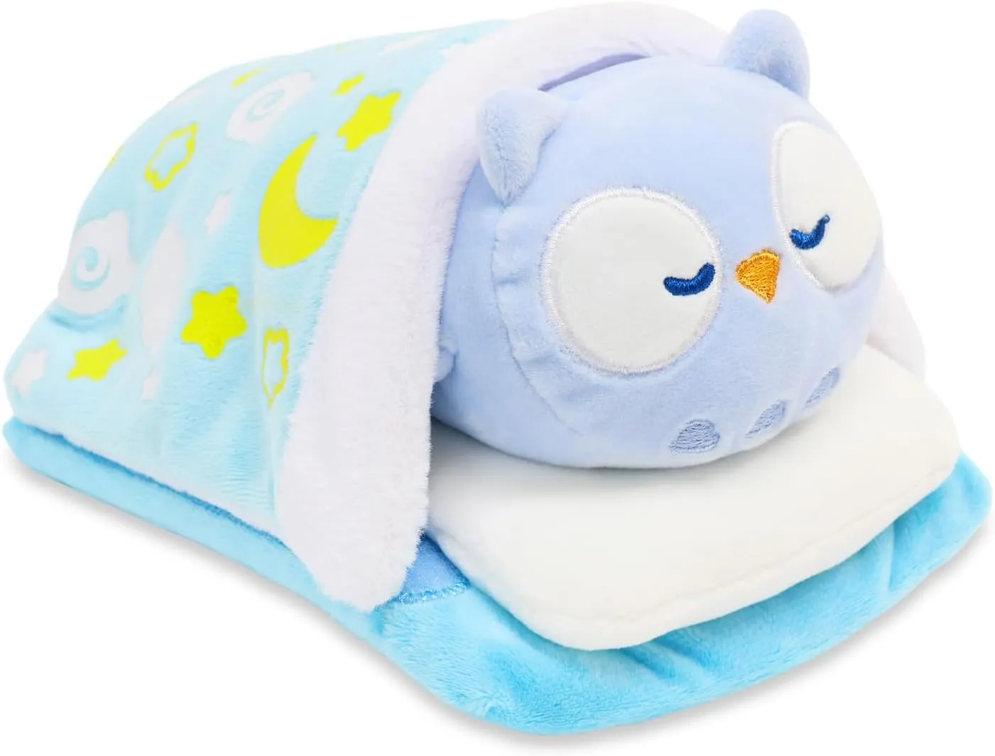 Anirollz Stuffed Animal Plush Toy – 6" Small Glow in The Dark Good Night Outfitz Plush Doll | Soft, Squishy, Warm, Cute, Comfort, Safe | Birthday Gift Kawaii Blue Owl Sleeping Owlyroll