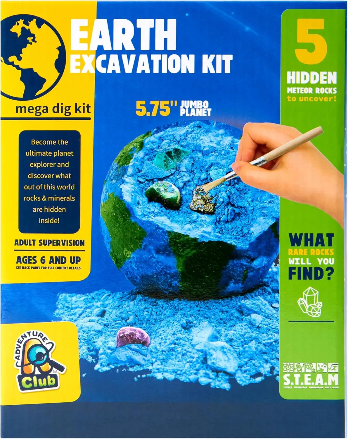 Anker Play 650242/DOM Mega Dig Earth Gem Excavation Kit for Kids, Multicolor, 10 Pieces