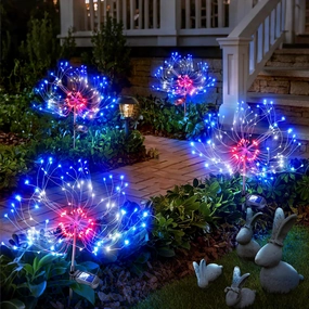 Anordsem Solar Lights Outdoor Waterproof: Garden Light Solar Powered for Yard Outside - LED Sparkler Fireworks Colorful Lighting Patio Decor 4 Pack - Gardening Gifts for Women Men Gardener