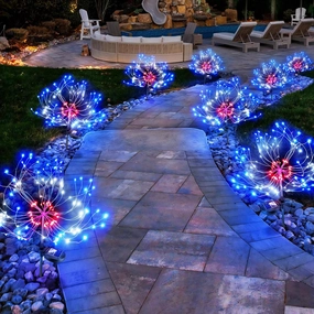 Anordsem Solar Lights Outdoor Waterproof: Garden Light Solar Powered for Yard Outside - LED Sparkler Fireworks Colorful Lighting Patio Decor 8 Pack - Gardening Gifts for Women Men Gardener