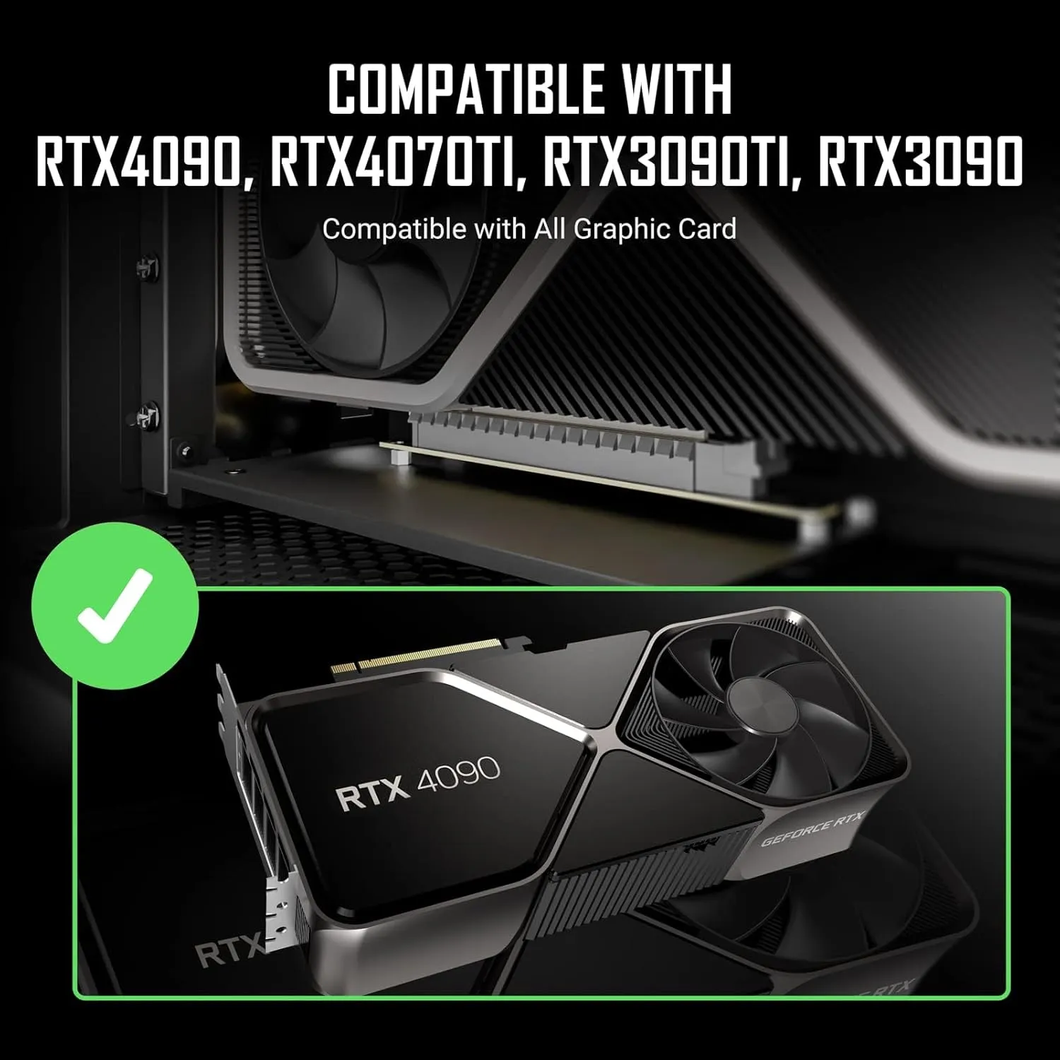 Antec PCI-E 4.0 Riser Cable RTX4090 RX6950XT Tested PCIe 4.0 x16 High Speed Flexible Extender Card Extension Port 90 Degree Adapter Black 200mm Compatible with RTX4090, RTX4070ti, RTX3090ti, RTX3090