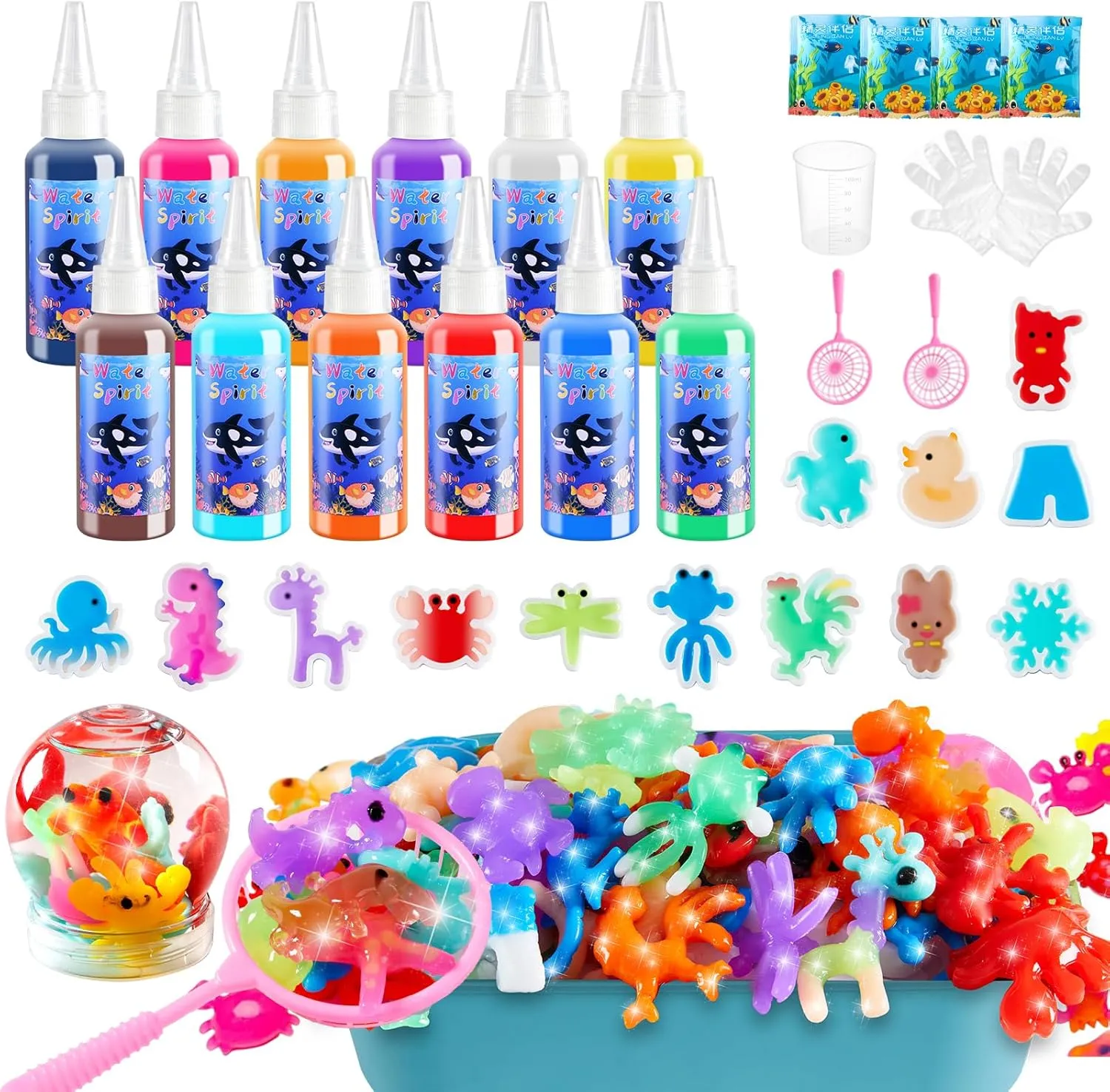 Aqua Fairy Water Gel Kit, Magic Water Elf, Toys for 3-12 Year Old Boys Girls, Craft Kit with 12 Colors Magic Gel and 13 Shape Molds, Party Favors, Arts & Crafts STEM Toy
