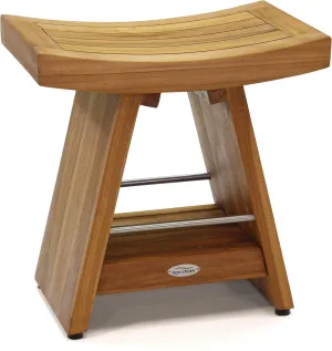 AquaTeak Patented 18" Asia Teak & Stainless Shower Bench with Shelf