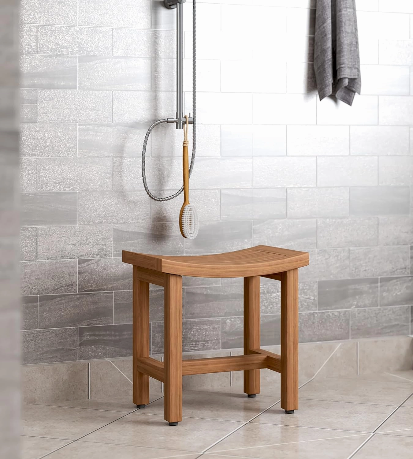 AquaTeak Patented 18" Sumba Lotus Teak Shower Bench