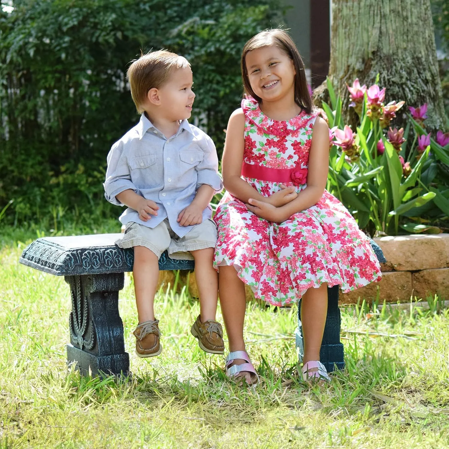 Arcadia Garden Products Outdoor Fiberclay Garden Bench - Brushed Teal